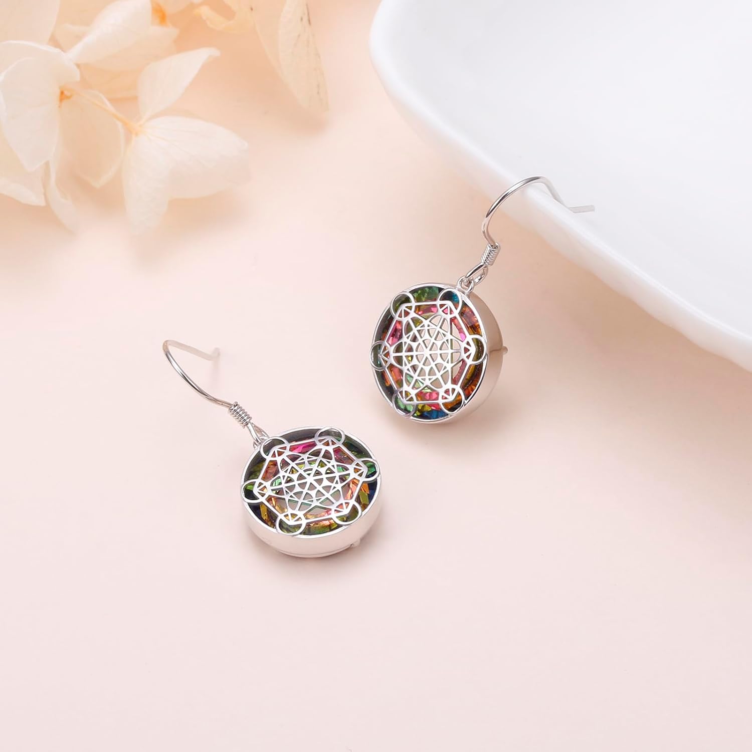 Alphm Metatron Cube Earrings for Women 925 Sterling Sliver Sacred Geometry Earrings with Austrian Crystal Sacred Geometry Jewelry Present - Image 4