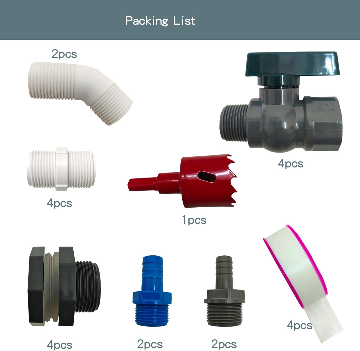 4 Pack rain barrel spigot kit, rainwater barrel diverter connector faucet kit - 3/4 inch water pipe repair kit for garden watering hose stop garden hose shut off valve rain barrel spigot kit