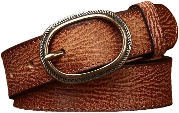 2.8Cm Women's Leather Belt Copper Buckle Layer Cowhide Casual Vintage Cow Careful Belt