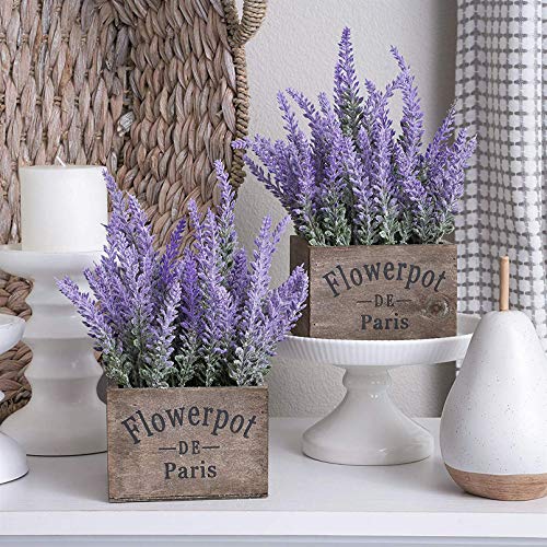 Leyaron 10 Bundles Fake Flowers Artificial Lavender Faux Plastic Plants For Home Decor Wedding Kitchen Garden Patio Porch Window Box Office Table Centerpieces Indoor Outdoor Decorations, Purple #TOP3