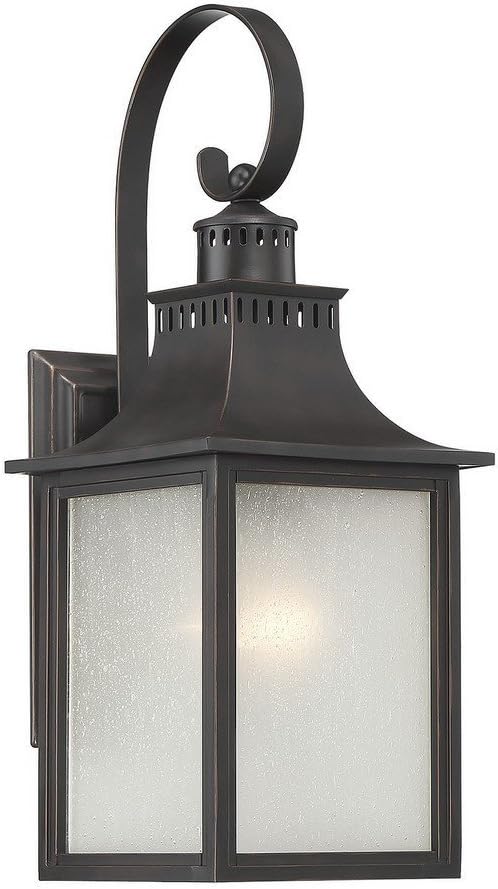 Savoy House 5-259-25 Monte Grande Modern Rustic Pale Cream Seeded Glass Outdoor Wall Lantern, 3-Light 120 Total Watts, 27" H x 10" W, Slate