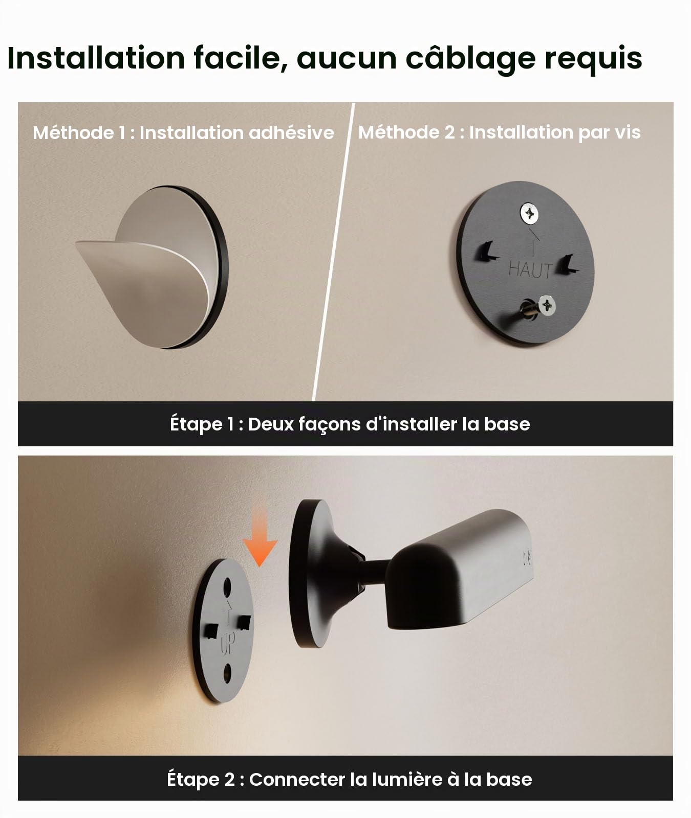 PopoIron Appliques Murales LED Rechargeables 7500mAh, Télécommande, 3 Couleurs, Lampe Murale Sans Fil, Rotative 360°, Intensité Variable, 15 Couleurs RVB