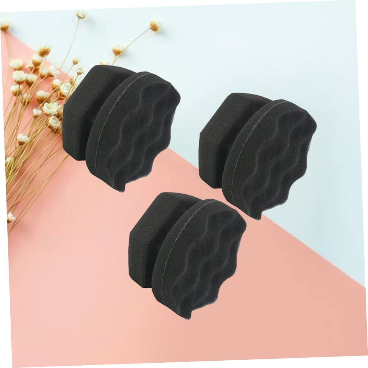 Gatuida 3pcs Wax Sponge Vehicle Waxing Polish Waxing Sponge Wavy Pattern Tire, Size 6, Black, A2G58ROP5F9BL22GSP36RQT