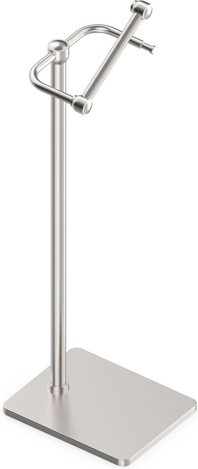 RUACQ Toilet Paper Holder Stand, Bathroom Toilet Paper Roll Holder Free Standing, Toilet Tissue Holder Stand with Post Pivoting Design, Stable Weighted Base, SUS304 Stainless Steel (Brushed Nickel) Brushed Nickel Free Standing