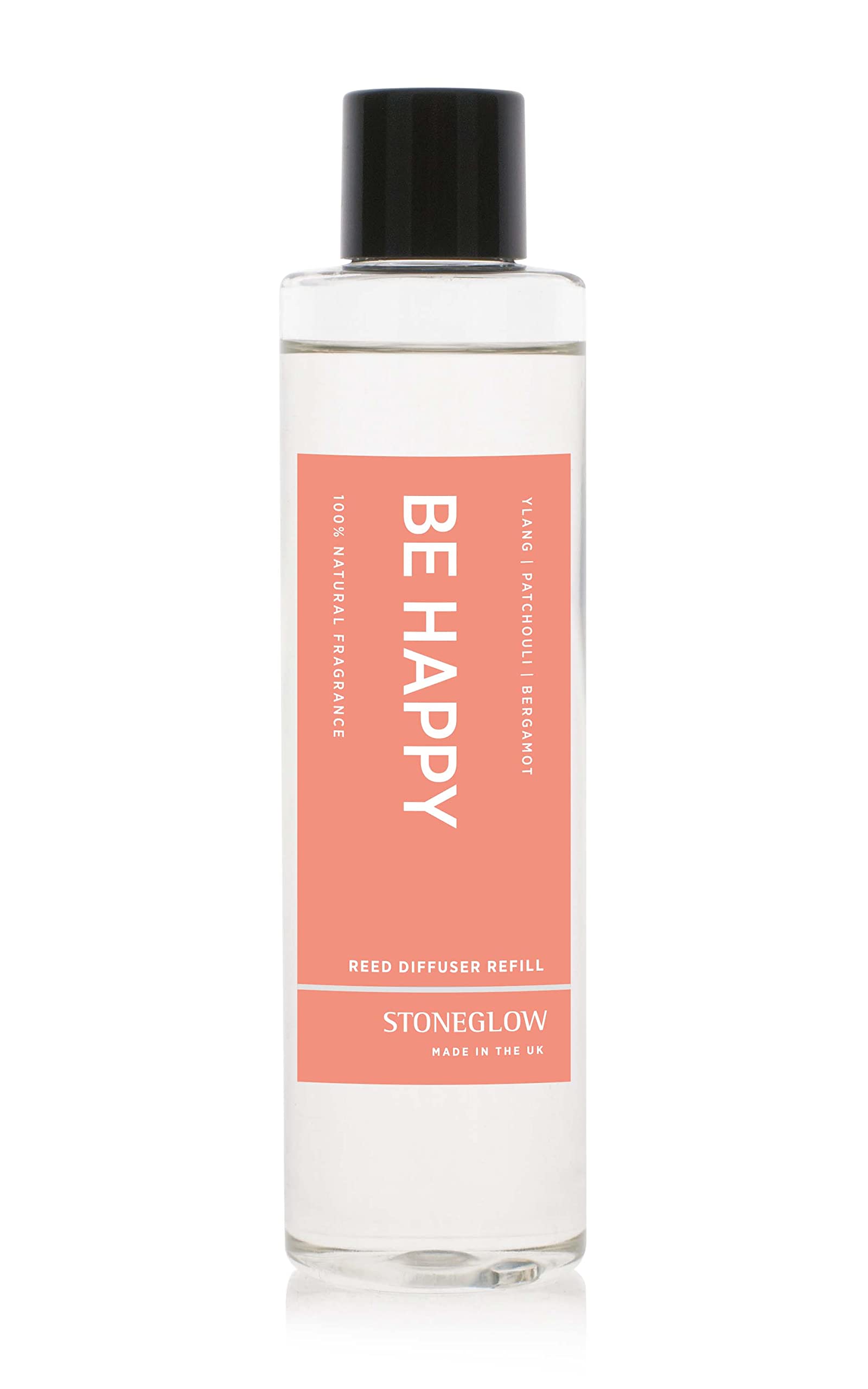 Stoneglow Wellbeing Collection - Be Happy 210ml Scented Reed Diffuser Refill - Lemon, Bergamot, Myrrh (Red)