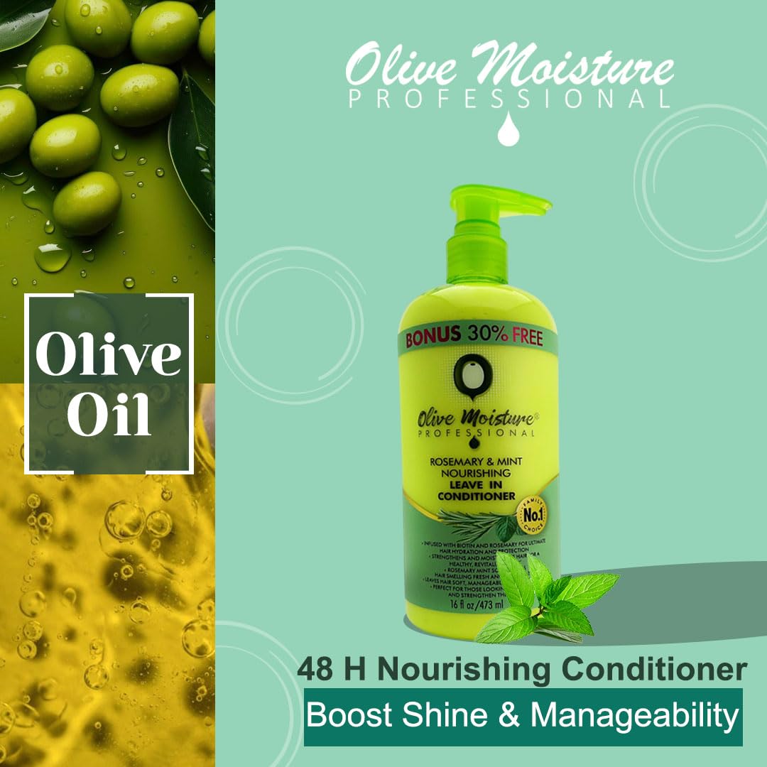 Olive Moisture Professional Rosemary and Mint Nourishing Leave-in Conditioner, 473 ml - Image 4