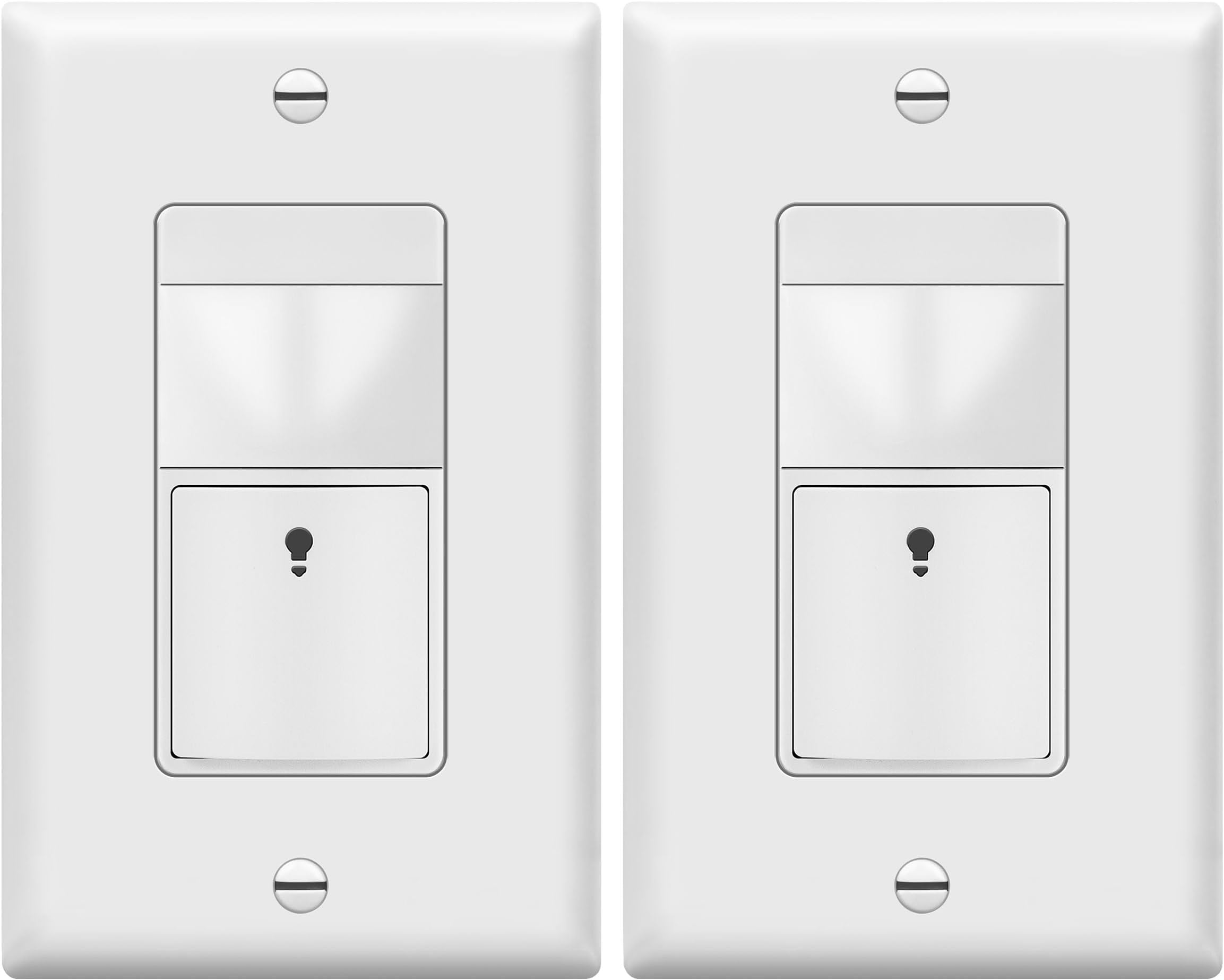TOPGREENER PIR Motion Sensor Light Switch, Occupancy & Vacancy Motion Sensor Switch, Operable Without Ground Wire, No Neutral Wire, Single Pole, TDOS5-HL-W-2PCS, White
