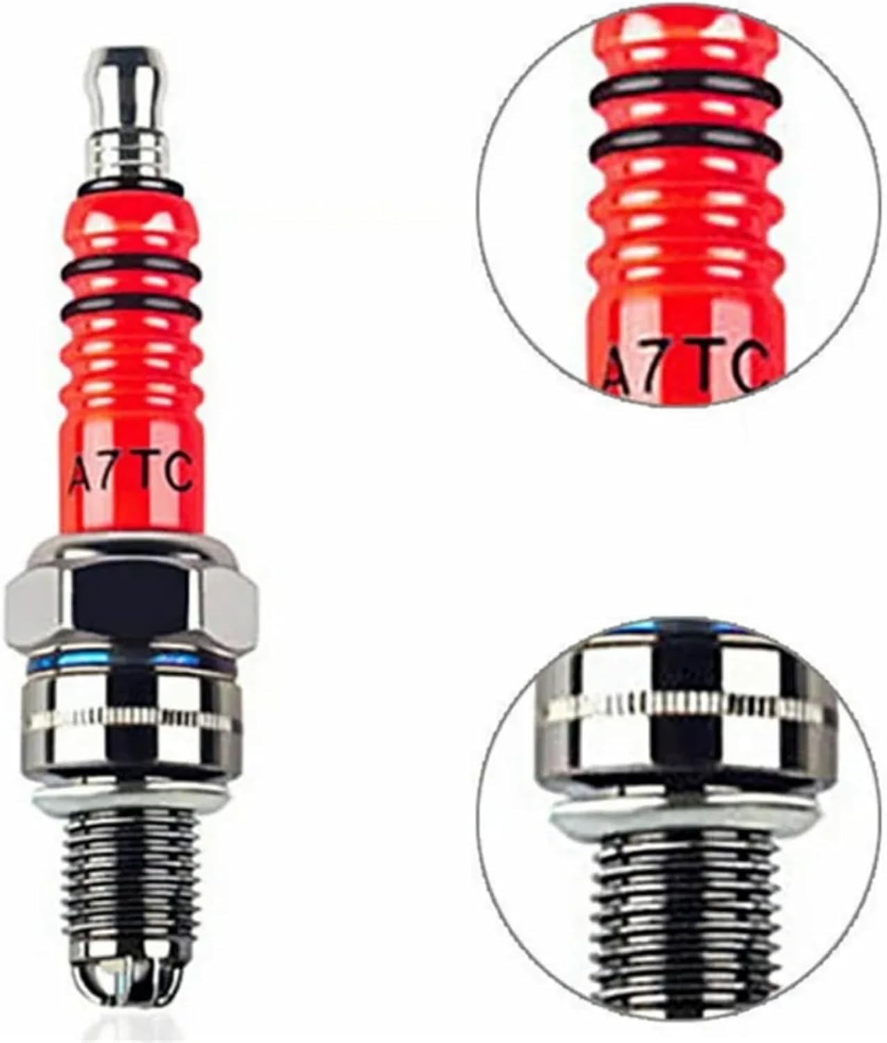 Racing 3 Electrode 10mm Spark Plug A7TC Compatible with GY6 50CC 110CC 125CC 150CC ATV Scooter Dirt Bike Go Kart Motorcycle Accessories