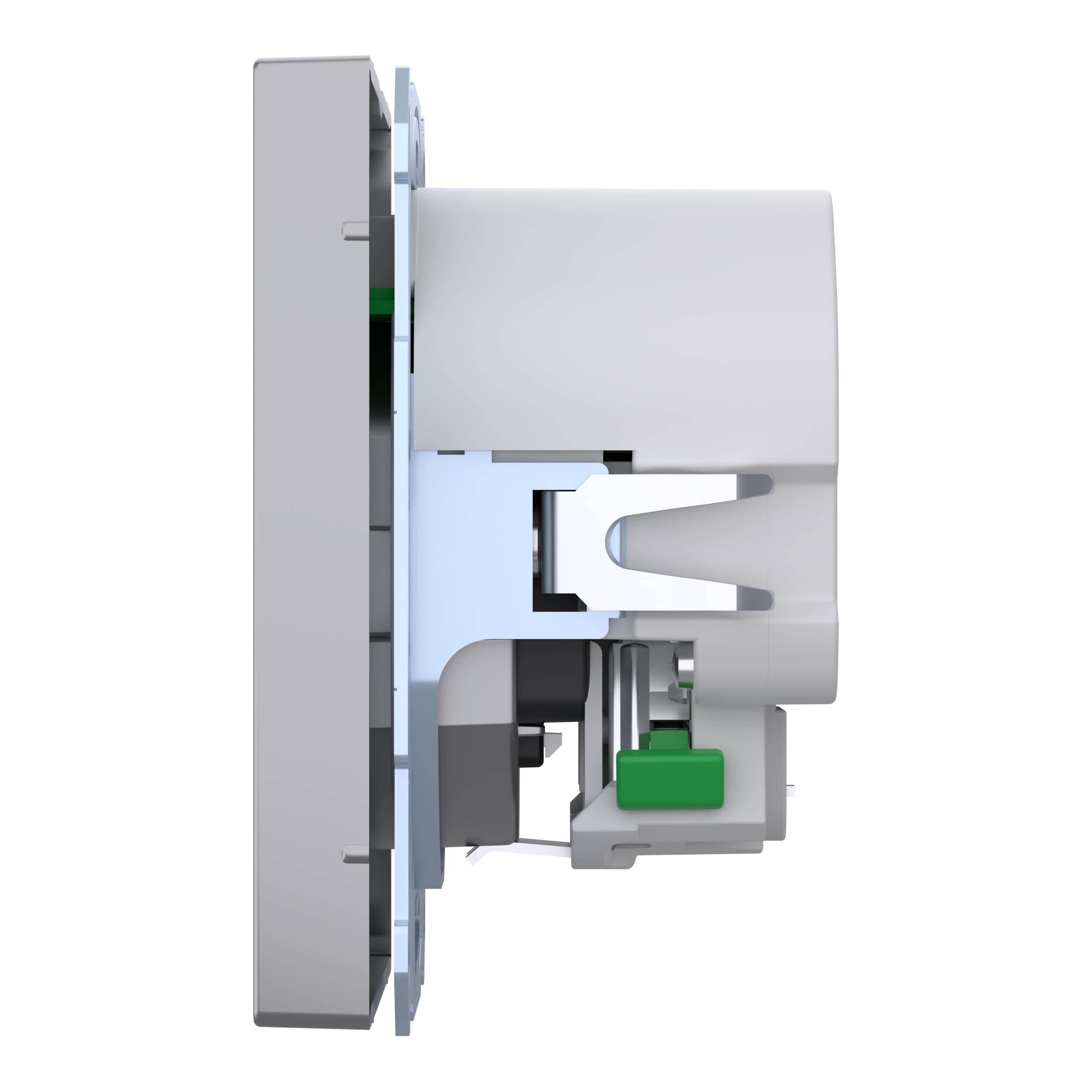 Merten MEG2367-6036 Prise Schuko avec Deux Sorties pour Un Fonctionnement simultané et Un Chargement de Deux appareils USB avec Batterie intégrée en Acier Inoxydable