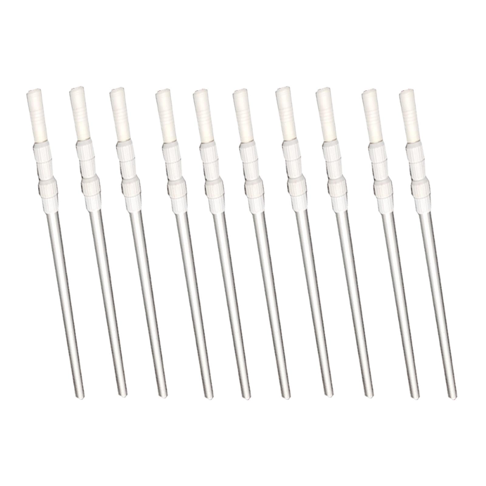 10 Pièces Manche Télescopique Tige de Piscine Perche Polyvalente et Poteau Rétractable en Aluminium avec Connexion Standard Adapté à Un Usage Domesti, Argent