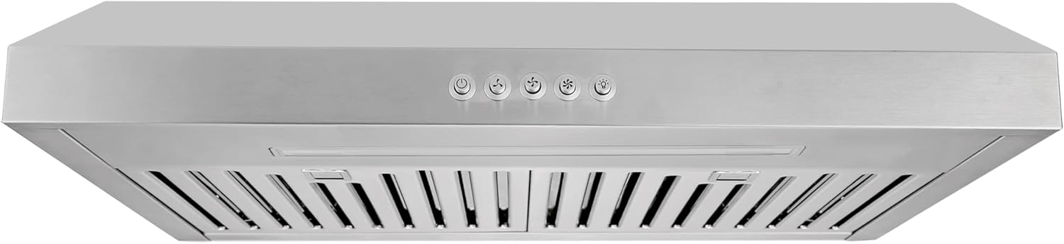 VESTA Chicago 750CFM Powerful 24'' Under Cabinet Range Hood With Seamless Stainless Steel Body, Single Motor, 3 Speeds Mechanical Button Control, Top Venting Methods