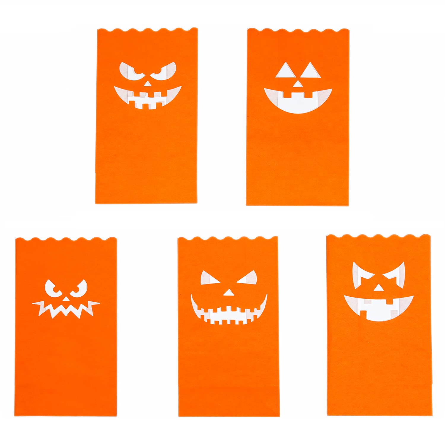 Stmarry 50 sztuk torebek na Halloween, odporne na płomienie, świeczniki Jack-o'-Lantern, świeczniki na Halloween, dekoracje imprezowe