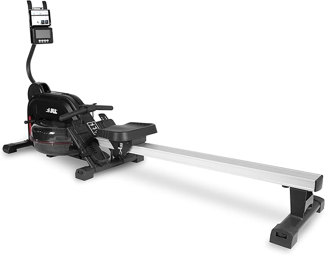 JLL Aqua 1 Home Hydro Rowing Machine, Fitness, Cardio Workout with Dual Resistance, Hydro and Elastic, 11 Readout LCD Monitor, 12 Month Warranty