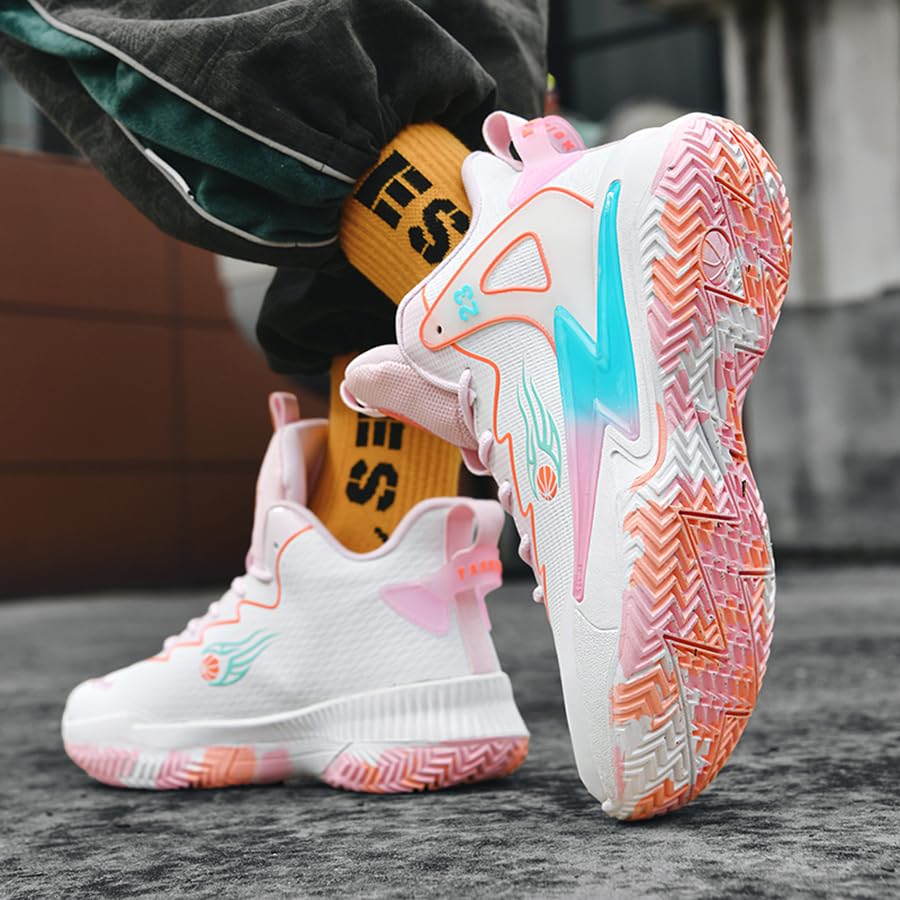 Image of Basketball Shoes for Womens Mens Fashion Comfortable Volleyball Sneakers Breathable High Top Non Slip Outdoor Sport Woman Man Shoe