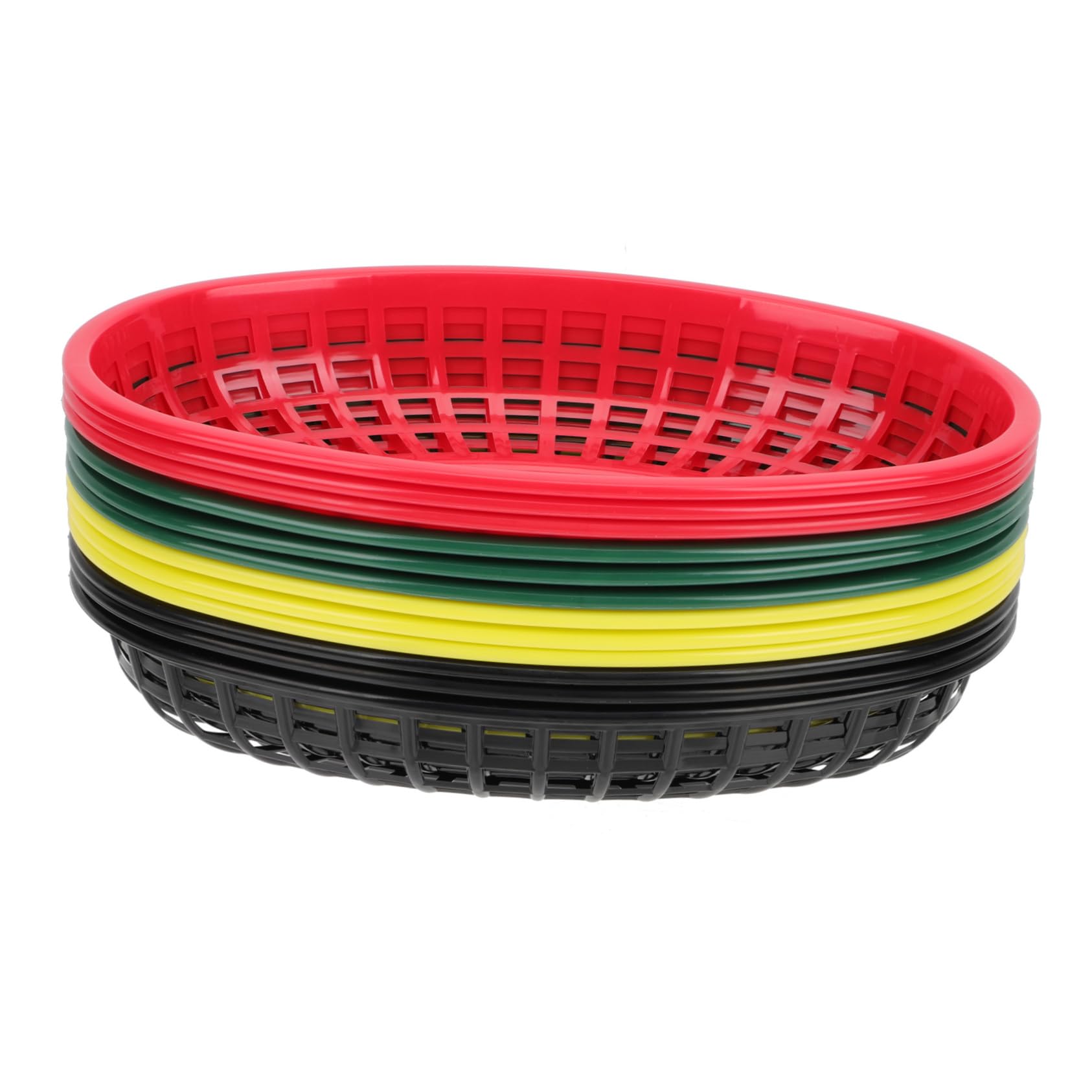 COLLBATH 12pcs Plastic Snack Baskets French Fries Fast Food Serving Trays for Home Restaurant Parties Convenient Storage for Fried Chicken Fish Balls More Random Color