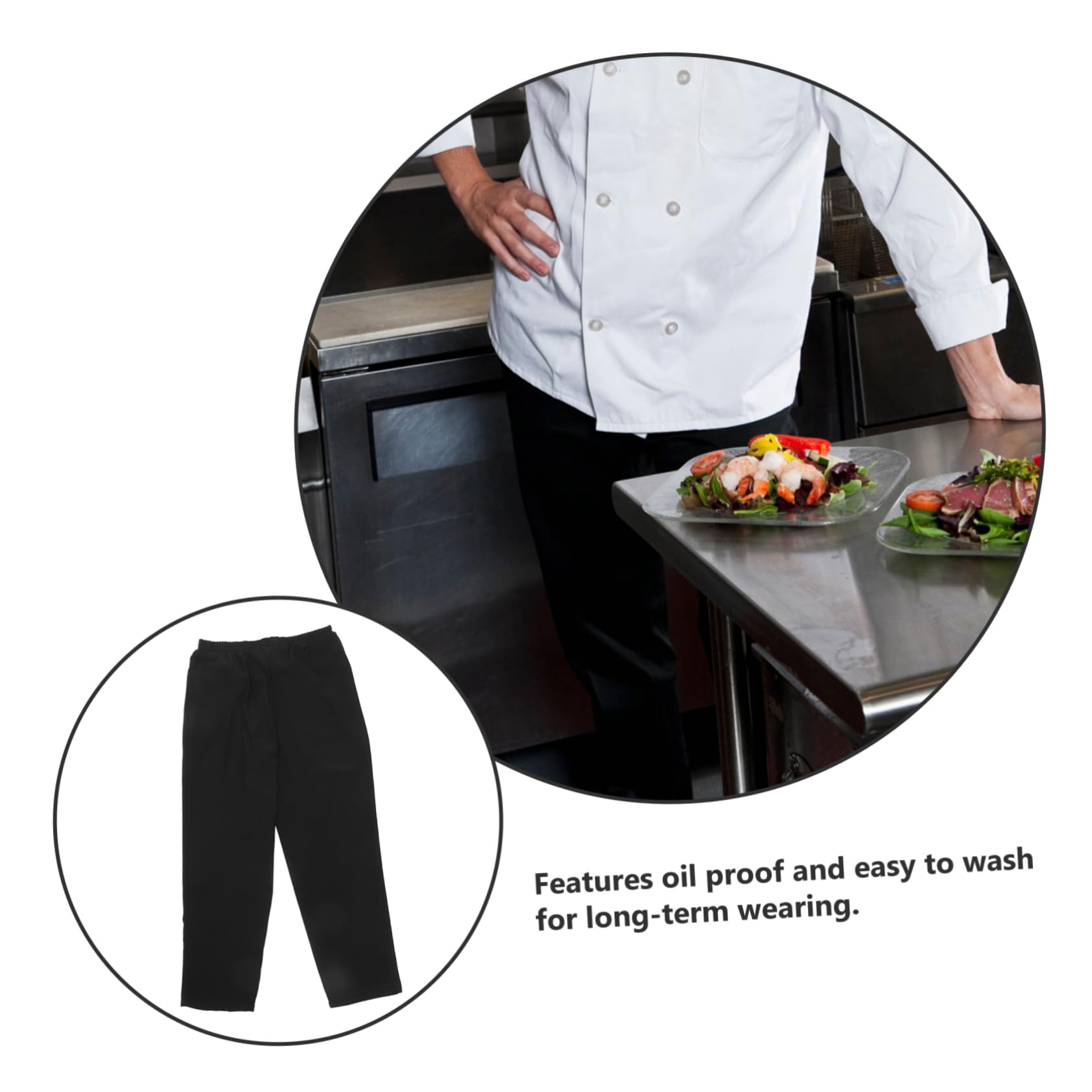 Vaguelly Pantalones De Chef Transpirables Pantalones De Trabajo Negros Chef Respiradero Pantalones Hombres Negro Ropa De Trabajo para Chef Pantalones De Cocinero De Los Hombres Pantalón