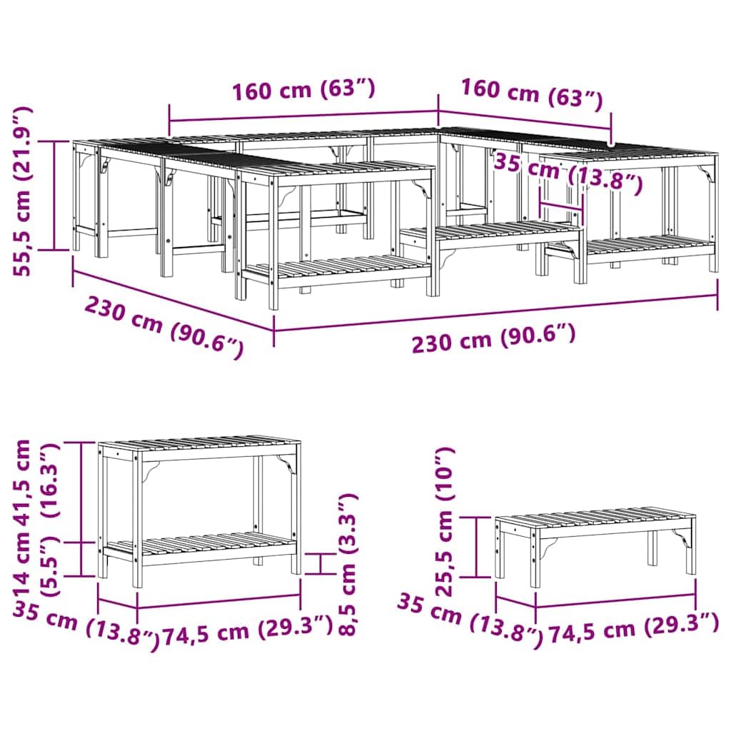 Bordo per vasca idromassaggio marrone, in legno massiccio di acacia, 230 x 230 cm, per esterni con struttura robusta, design moderno e facile da montare, per giardino, terrazza