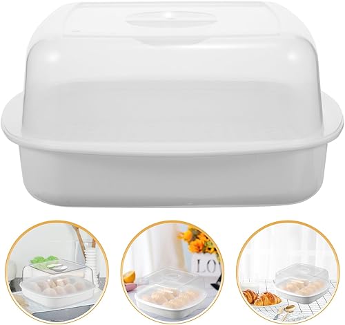 Miniatura 3 de Hemoton Caja de vapor para microondas de 7.5 pulgadas con tapa transparente, vaporizador de alimentos para bollos de verduras y utensilios de cocina