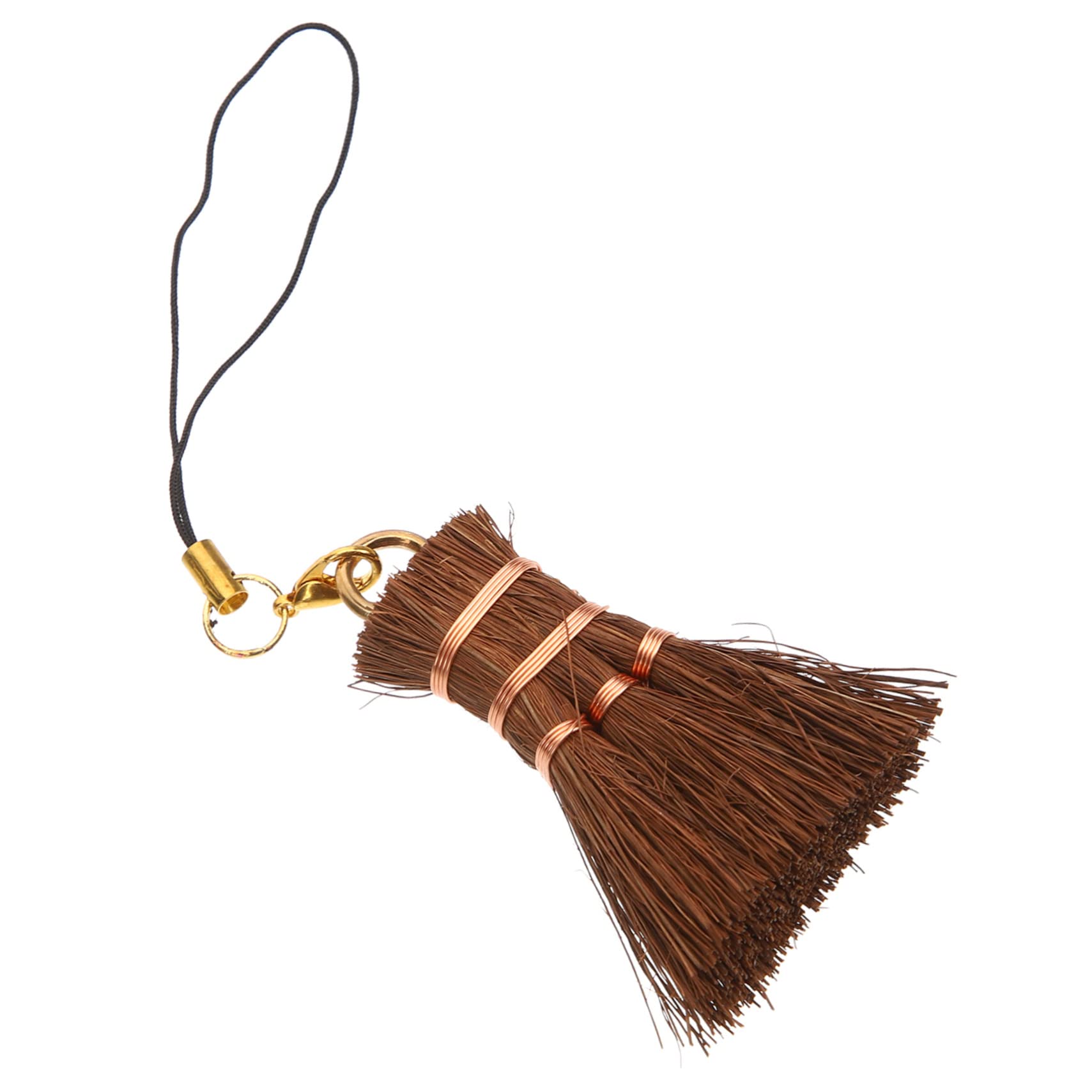 COLLBATH Small Broom Pendant Whisk Broom for Sweeping Cleaning Broom Small Palm Broom Desktop Broom Keyboard Brush Dish Scrub Brush Tea Ceremony Broom Pooter Brown Silk Duster Child Mini