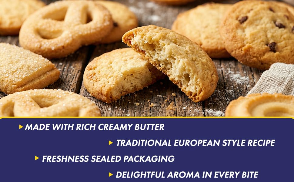 Image of BakeMate Butter Cookies Tin Box - 340 G | Healthy & Tasty Cookie | Christmas Cookies Gift Pack | Freshly Baked Cookie | Snacks for Tea, Office Snacks & Gifting