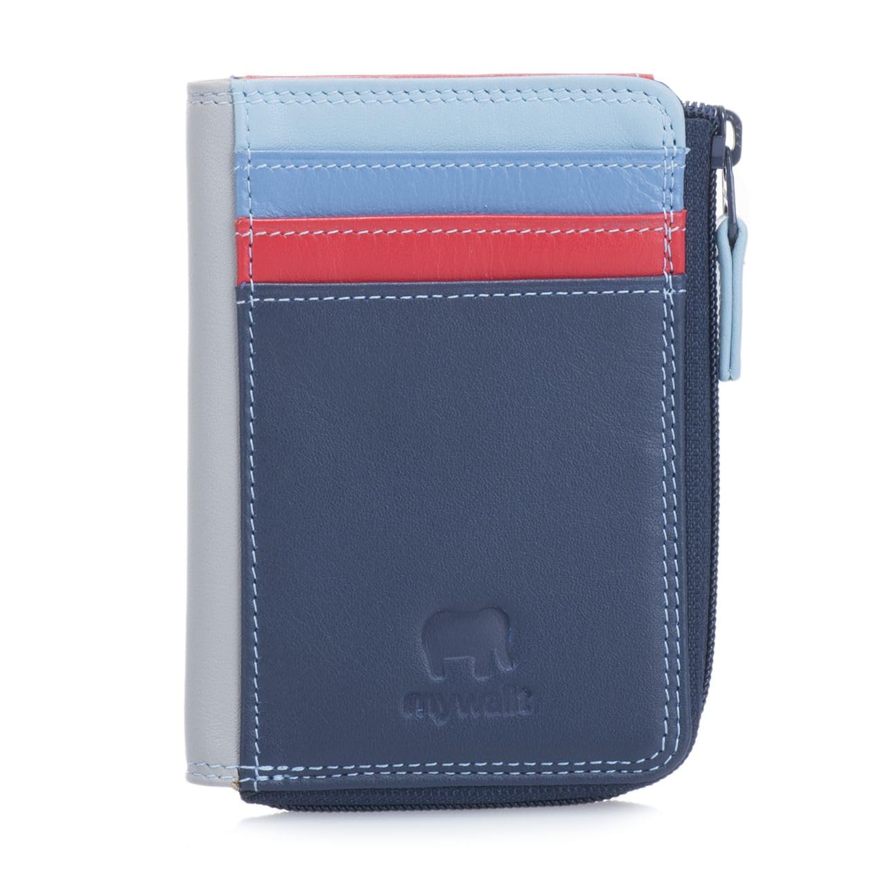 mywalit Small Zip Leather Purse | 3 Card Slots | ID Window & Coin Pocket | Royal | Stylish & Compact Accessory for Men & Women | Perfect for Everyday Use