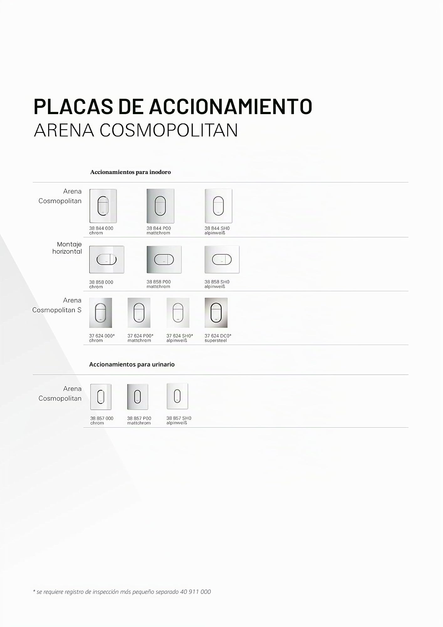 Grohe 38 844 SH0 38844SH0-Arena Cosmopolitan Pulsador-Montaje Mural-Blanco al pino