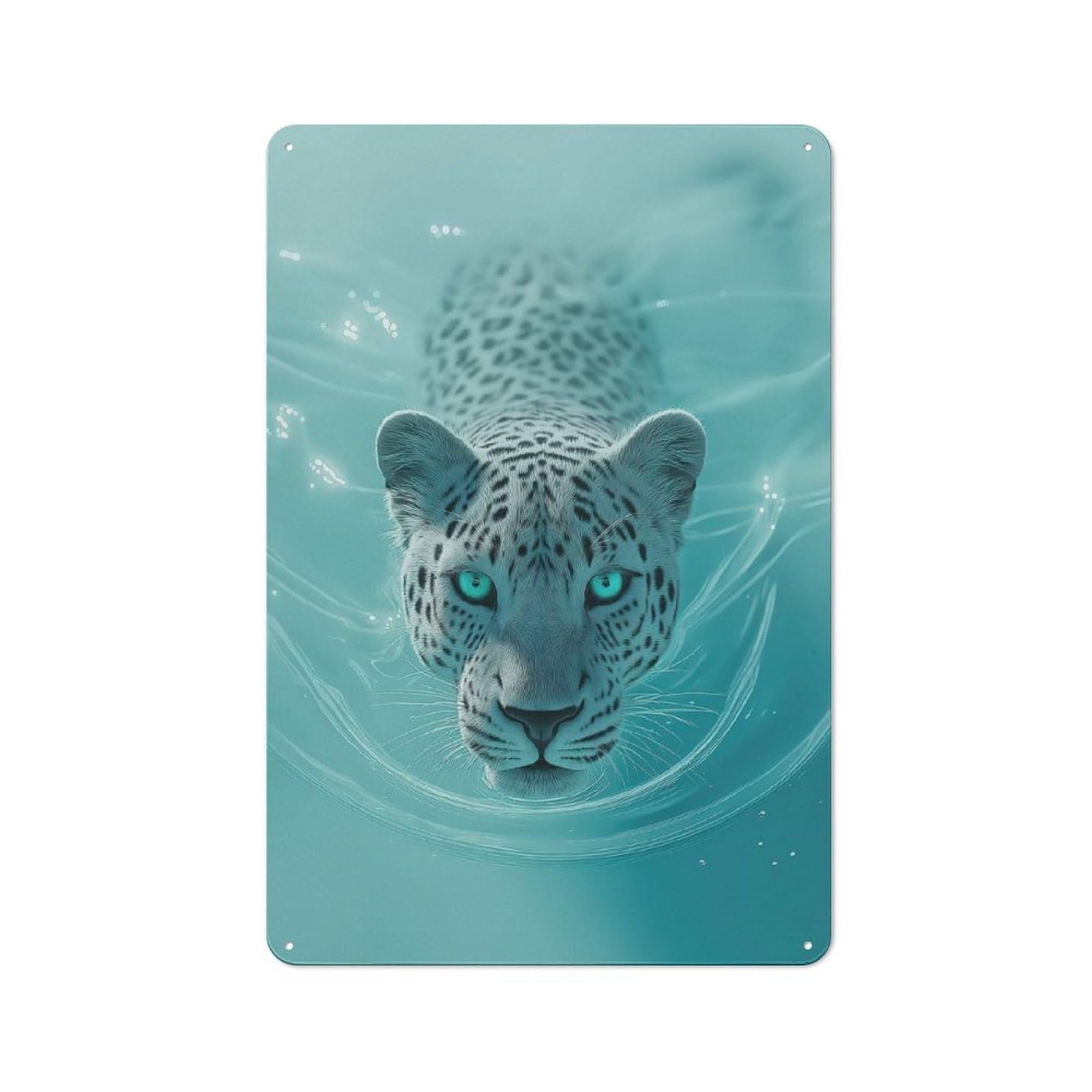Metal Wall Sign 30x20cm Featuring Snow Leopard for Café Or Home Bar, for Collectors Decorating Cafés And Home Bars