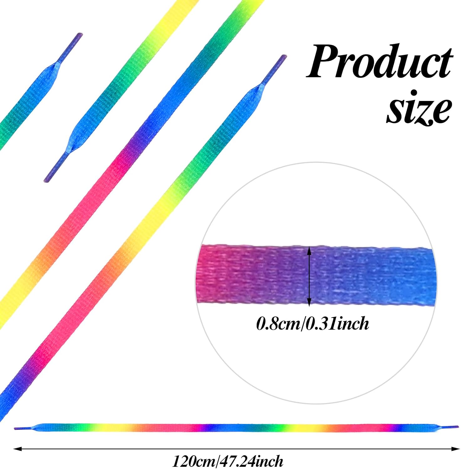 Ouligay 4 Pairs Rainbow Shoe Laces Flat Shoelaces for Adult Sneakers 120cm Colorful Shoelaces Flat Rainbow Gradient Shoe Laces