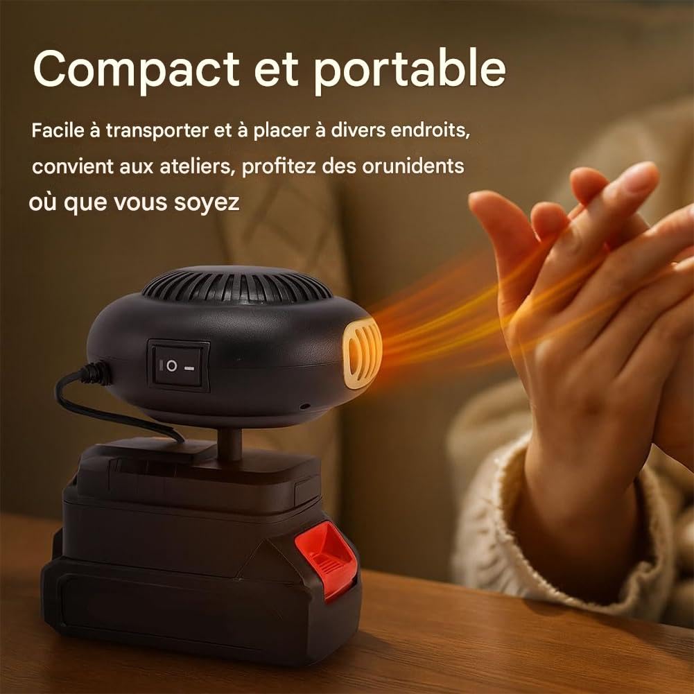 Chauffage A Batterie,Chauffages Voiture Portable Sans Fil, Chauffage Sur Batterie Rechargeable, Dégivrage&Désembueur, 2 Vitesses De Température (2 batteries,64V)
