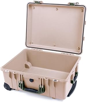ColorCase Pelican Protector 1560 Case Desert Tan - Waterproof Case Case Only - OD Green Handles & Latches