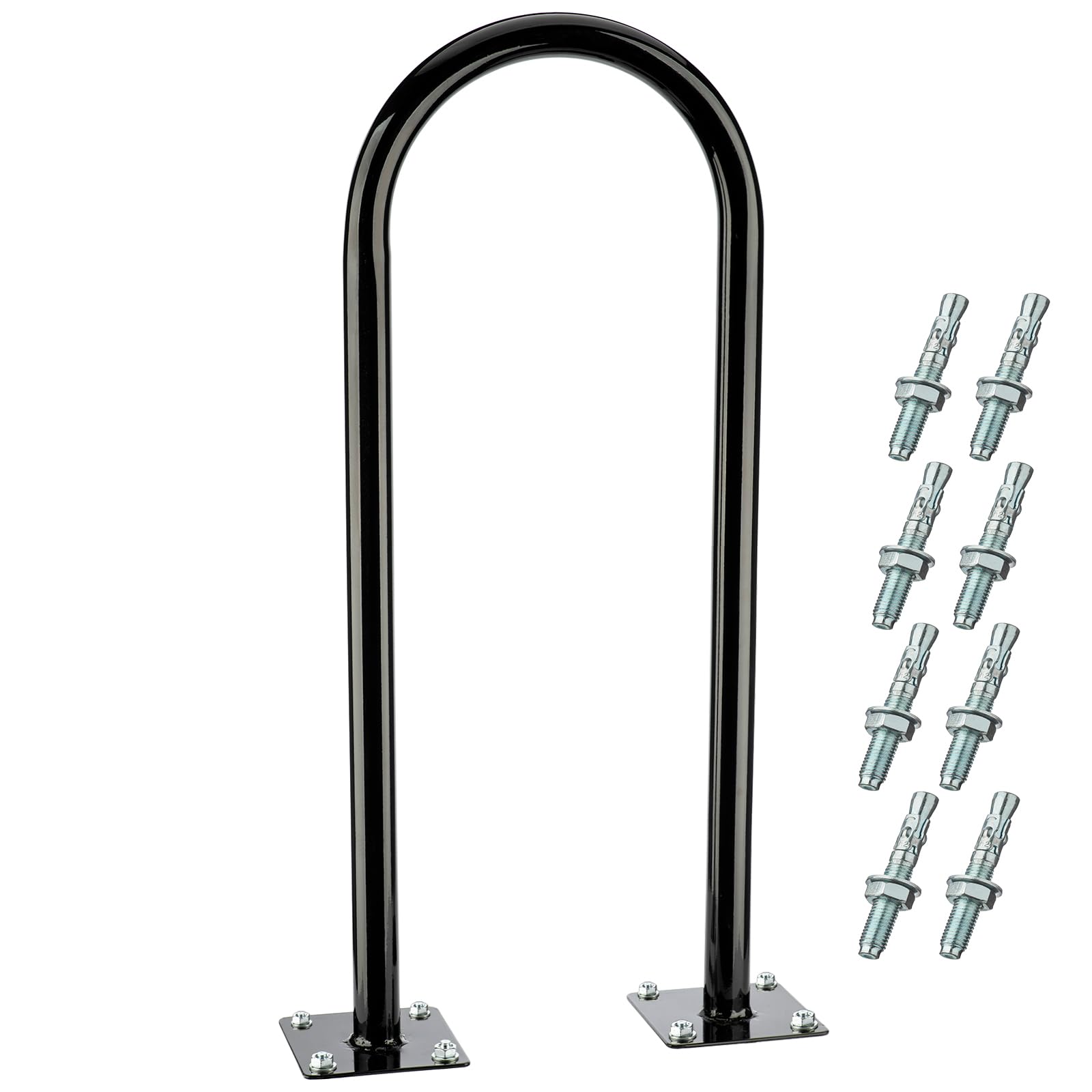 Photo 1 of (1 Loop -2 Bike Capacity) Yariwiz Ground Bike Rack U Shaped Flange Mount Commercial Bike Rack for Outdoor, Stores, Parks and Schools, Steel Construction, Black Powder Coat Finish