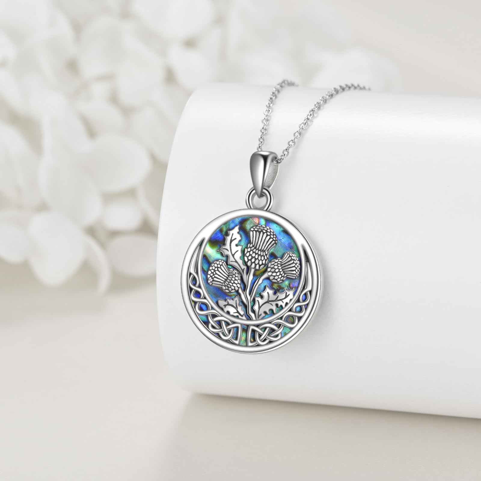 URONE Schottische Distel Halskette 925 Sterling Silber Distel Anhänger Schottische Distel Schmuck Geschenke für Frauen Mädchen