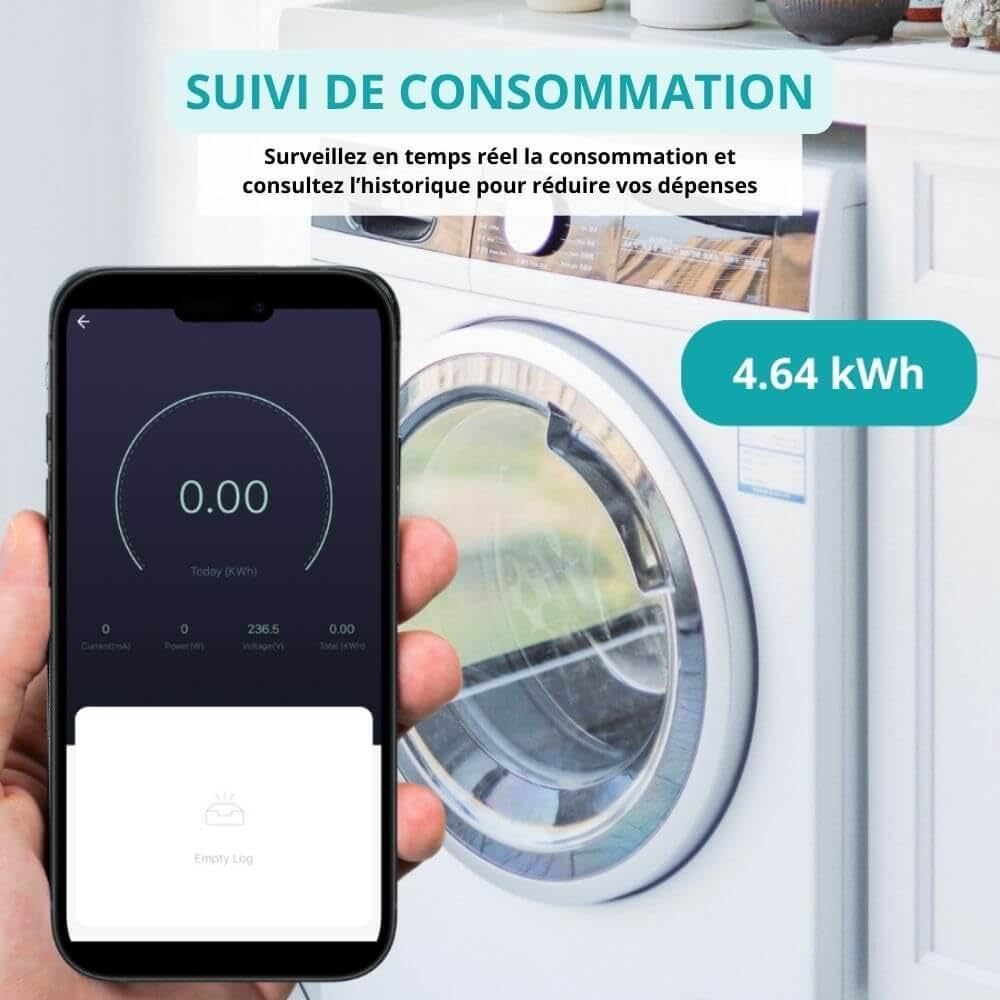 ZenGO Pack 4 Prise connectée WiFi, 20A Type E/F, Suivi de consommation, Contrôle à Distance, Compatible Alexa, Google Home, SmartLife et Tuya