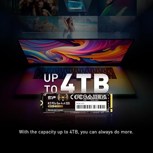 Miniatura 3 de Silicon Power 4TB US75 Nvme PCIe Gen4 M.2 2280 SSD RW hasta 7,0006,500 MBs, compatible con PlayStation 5 (SP04KGBP44US7505)