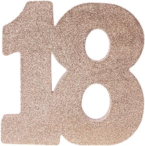 Creative Party Rose Gold Glitter Number 18 Table Decoration - 1 Pc.,H121