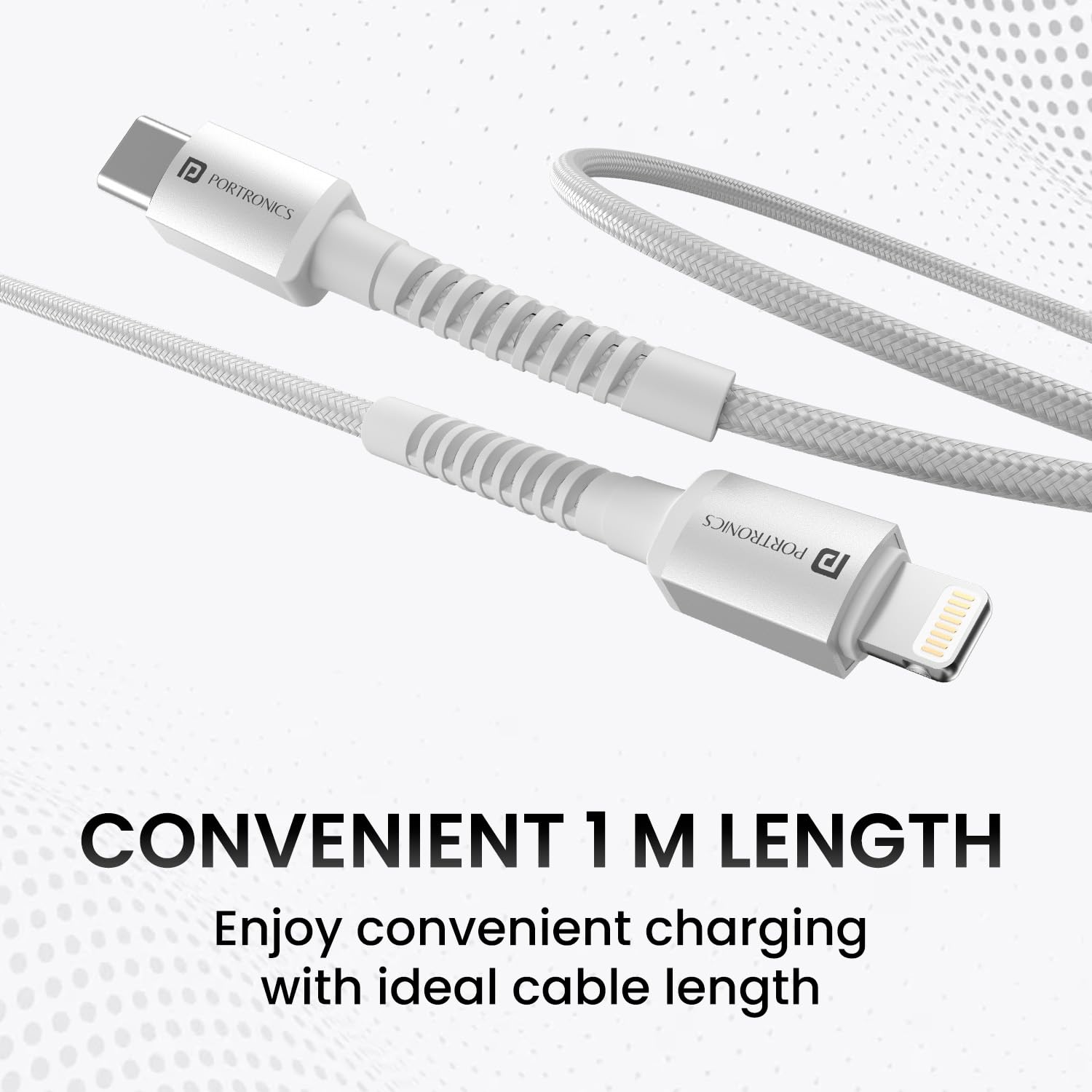 Portronics Konnect X Type C to 8-Pin 27W Fast Charging Cable, Premium TPE Material, Support to all Lightning Devices 1M Length(White) — Amazon image 6