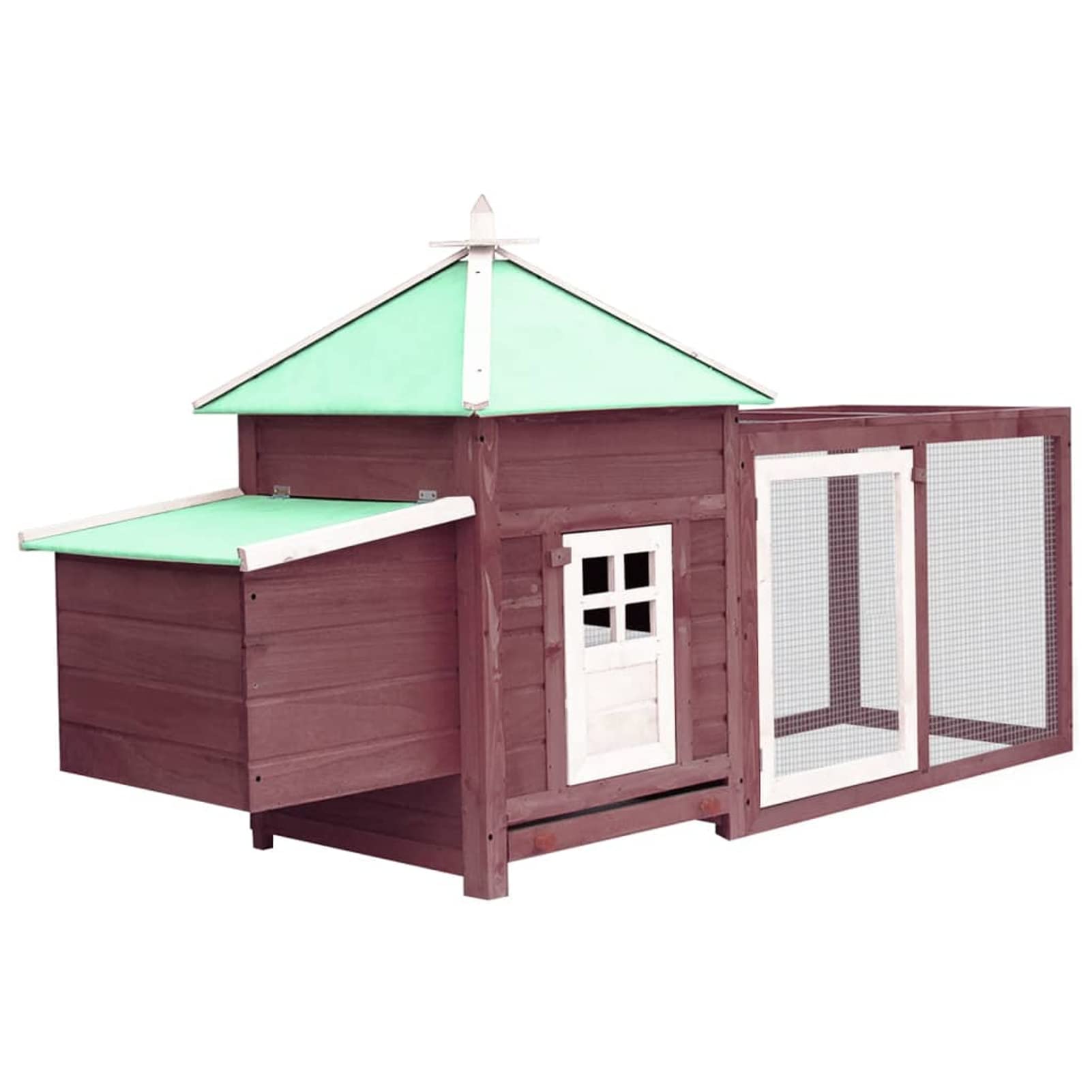 Homgoday Gallinero con caja nido moca de 190 x 72 x 102 cm, madera maciza de firma, gallinero y corral, jaula para gallinas, patos, conejos, perros, jaula de aves de corral