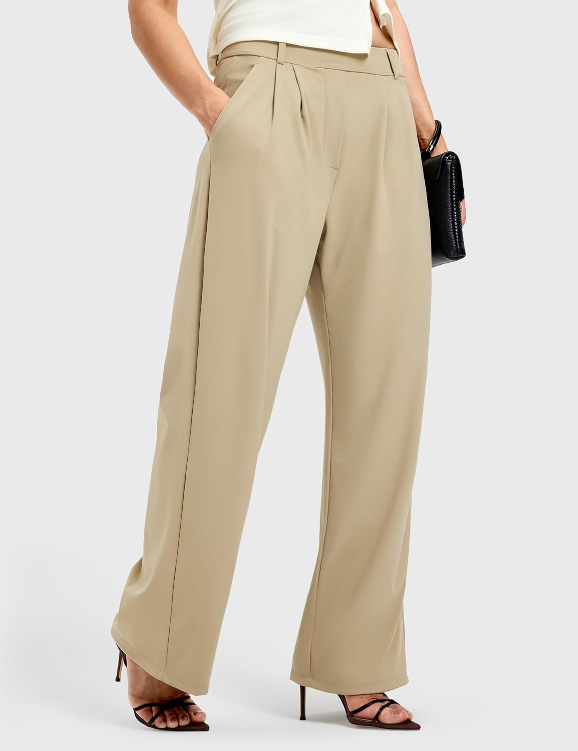 FitsT4 Sports Womens Wide Leg Dress Pants High Waisted Business Casual Pleated Trousers for Office Work Pants - Image 2