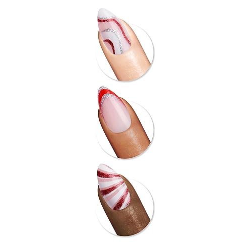 Miniatura 2 de Sally Hansen Efectos de salón perfectos para las fiestas, carril de bastón de caramelo, uñas a presión, fáciles de aplicar, pegamento de uñas y