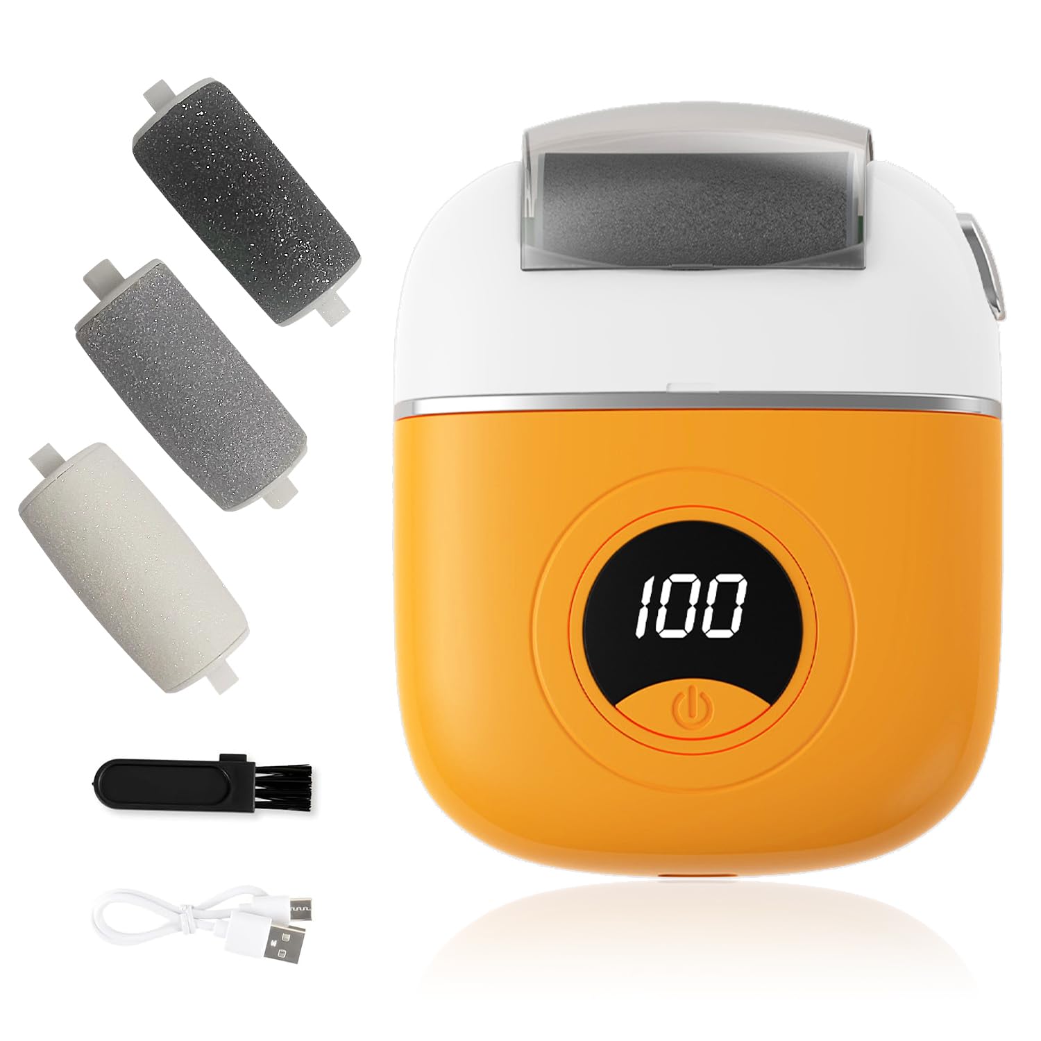 2024 New USB Rechargeable Foot Repair and Grinding Device, Electric Foot Grinder for Callus Remover, Electric Foot File Polisher, Feet Callus Remover Machine (Orange)
