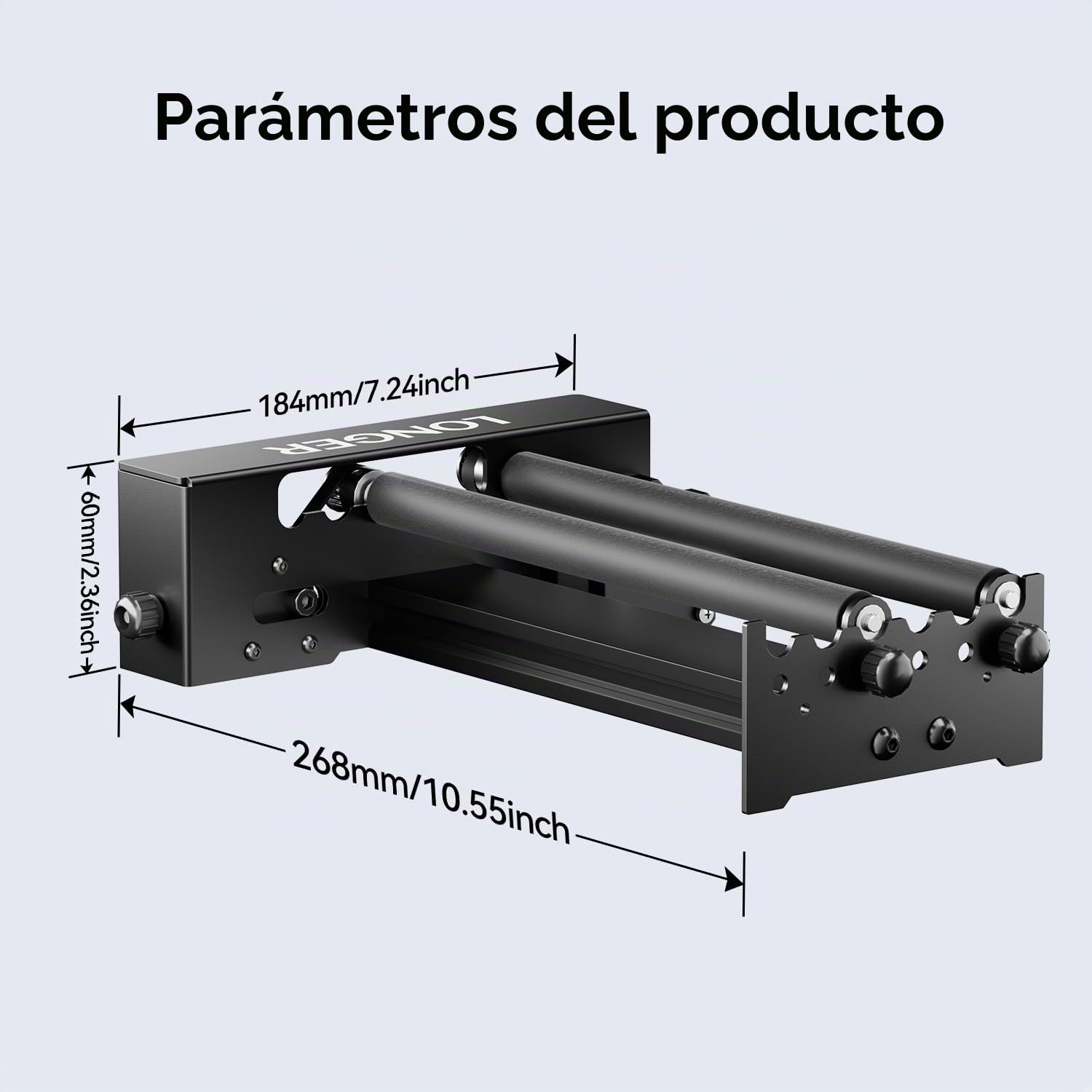 LONGER Rollo Rotativo para Grabado Láser, Rollo Rotativo Eje Y a 360° para Grabado Láser en Objetos Cilíndricos como Vasos, Latas, Tazas, Botellas, Ajustable de 6 a 200mm de Diámetro