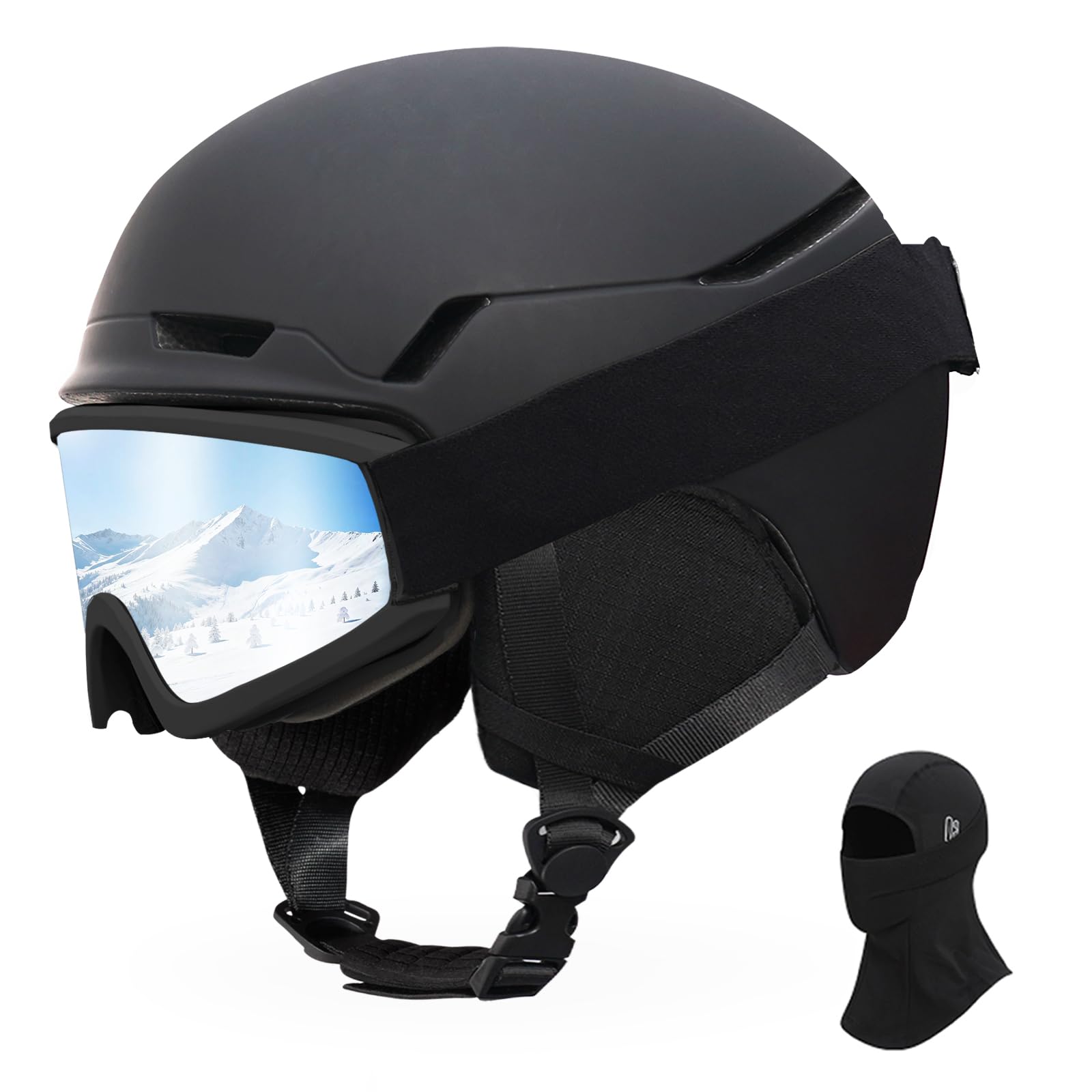 Ski Helmet with Goggles Set DXH-816 Snowboard Helmet for Adults-with 6 Vents PC Shell and EPS Foam Snow