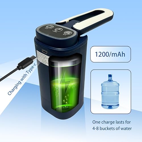 Miniatura 4 de Bomba de botella de agua de 5 galones con boquilla plegable, dispensador automático de agua tipo C con carga tipo C dispensador de jarra de agua