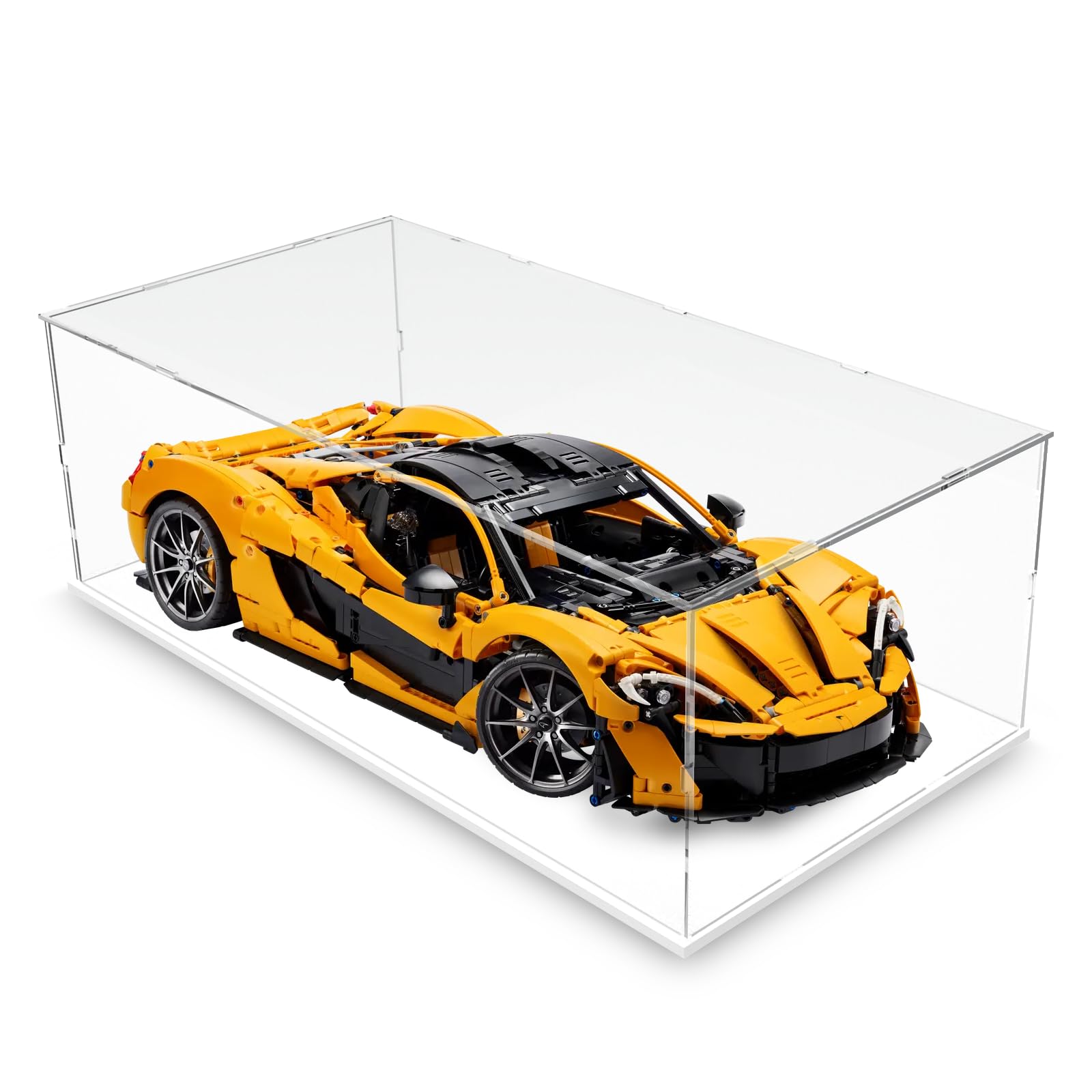 DuvinDD Acrylic Display Case for LEGO Ferrari Daytona SP3 for LEGO Mclaren p1 for LEGO Porsche 911, Clear Acrylic Display Box for Collectibles Dustproof Protection Showcase(60x30x20cm,White Base)