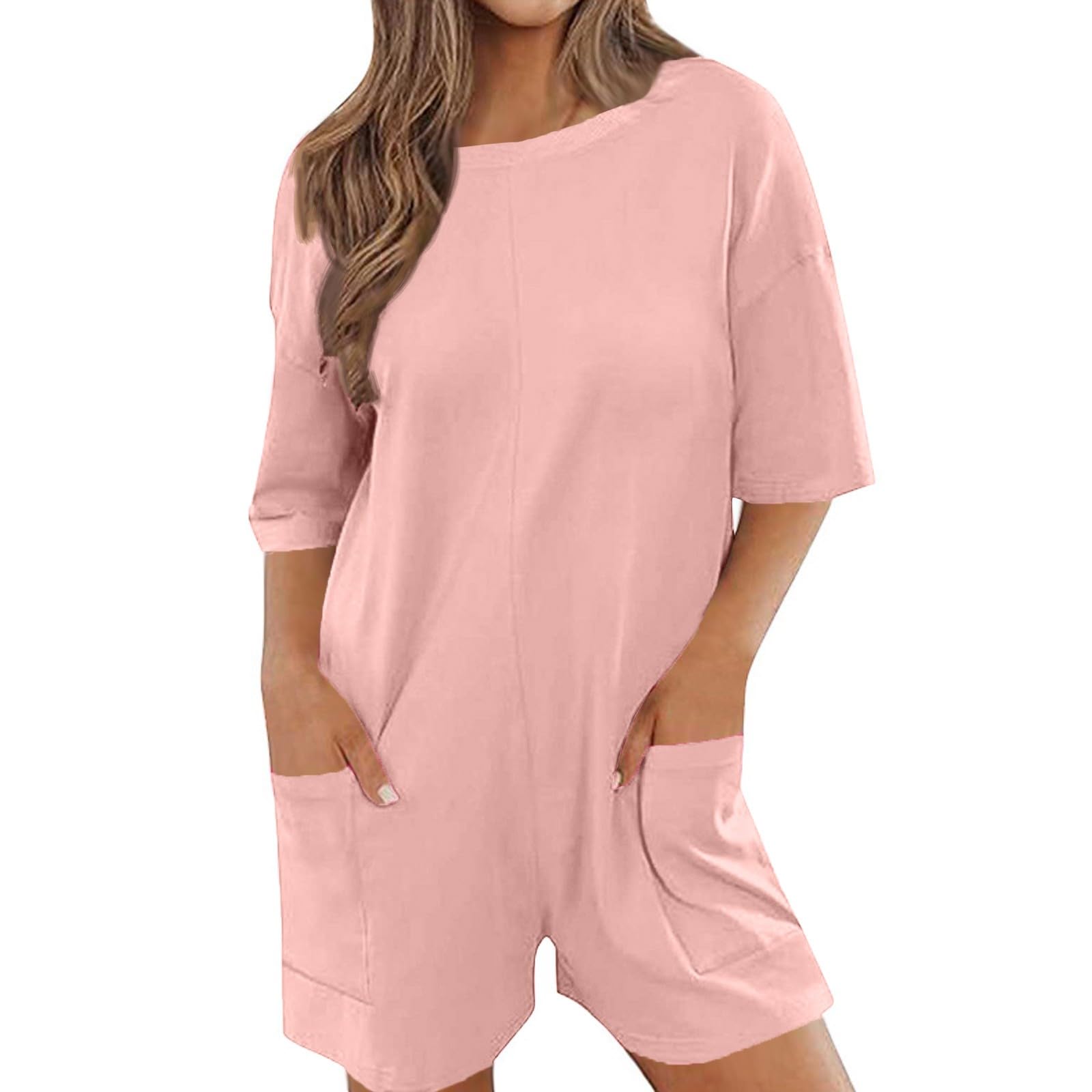 Summer Rompers for Women 2026 Spring Flowy Dressy Casual Cotton Jumpsuits Beach Comfy Linen Athletic Overalls