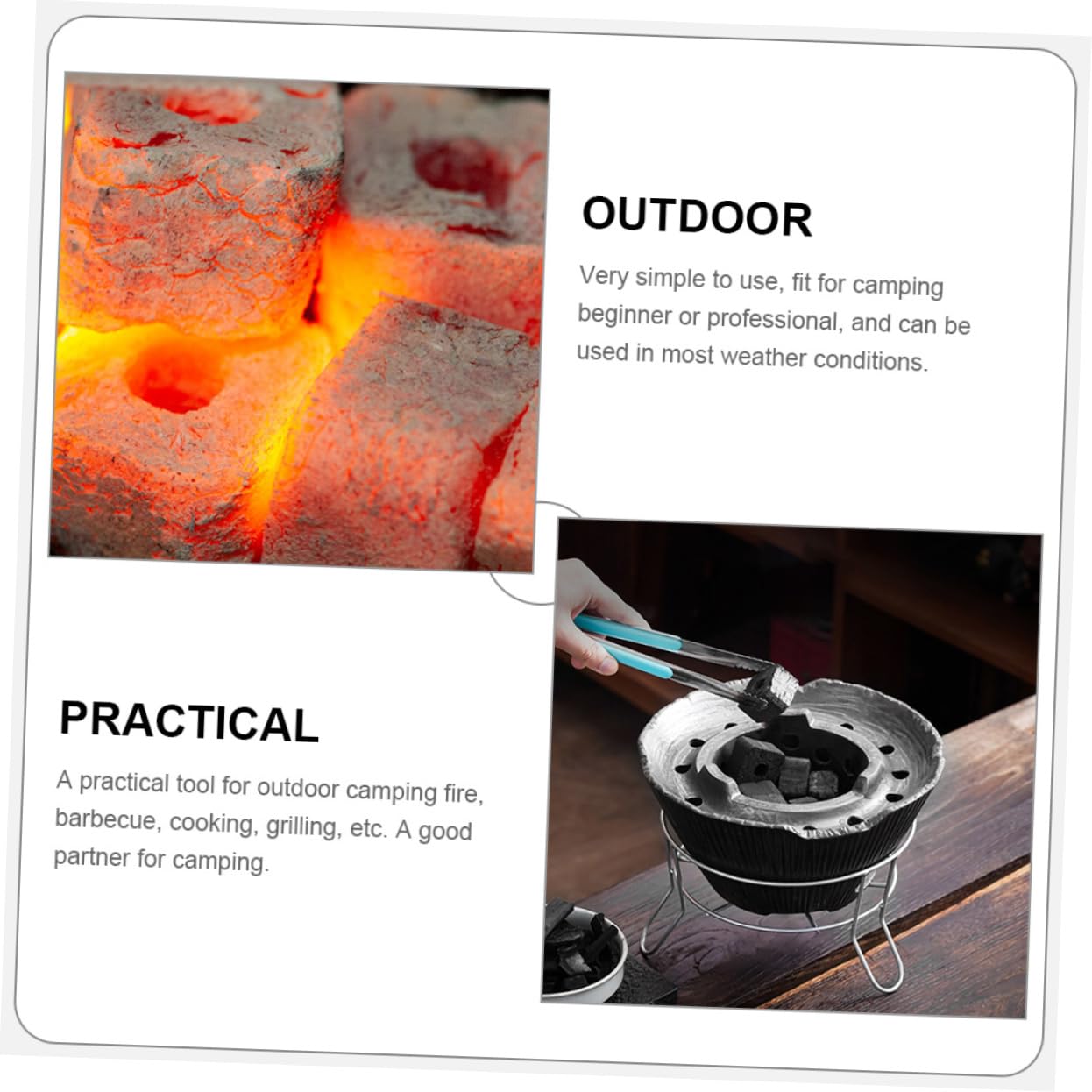 Carbón Vegetal de Bambú Bolsa de 500g para Barbacoa y Camping Carbón Multifuncional y Versátil para Estufa y Parrilla al Aire