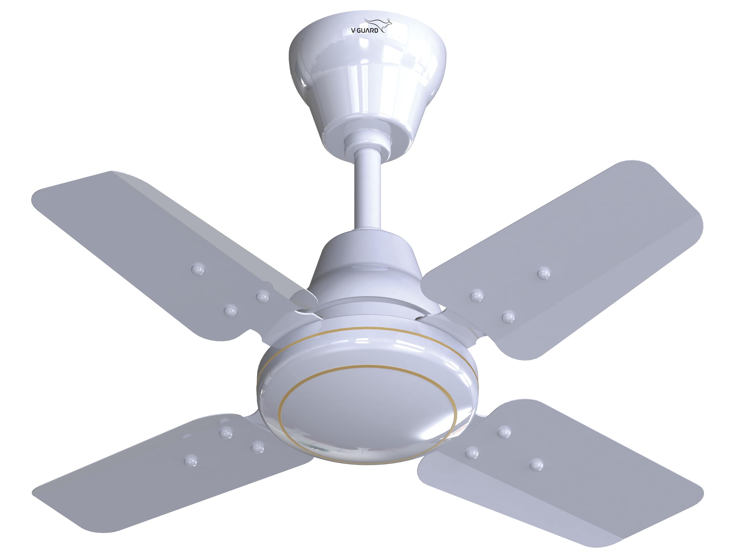 V-Guard Windle Pro Ps High Speed Ceiling Fan For Home | 830 RPM Motor | BEE 1 Star Rating | Glossy Finish | 4 Blade Ceiling Fan | 600 mm Sweep | White
