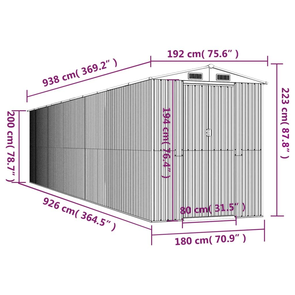 Générique Abri de Jardin Vert 192x938x223 cm Acier galvanisé,Maison & Jardin,Pelouses & Jardins,Vie en extérieur,Structures extérieures,Cabanes & abris de Jardin,3147436