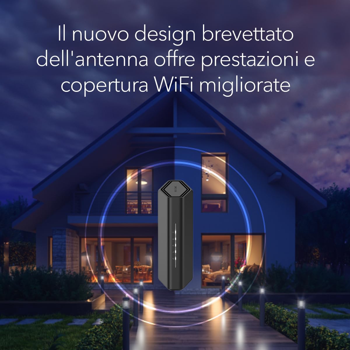 NETGEAR Nighthawk Router WiFi 7 (RS100) , Funzioni di sicurezza, Velocità wireless BE3600 - (fino a 3.6Gbps) - Copertura fino a 135 m2, 50 dispositivi - Porta Internet da 2.5 Gig