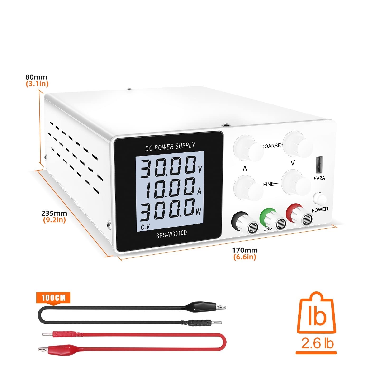 Zasilacze laboratoryjne, Regulowany zasilacz DC 30V 10A laboratorium LCD 60V 5A Regulator napięcia stabilizator przełączanie źródła ławki USB nowość(60V 5A White)